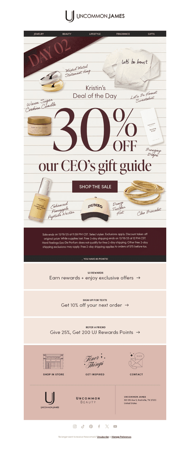 Uncommon James email from Tue, Dec 16, 2025