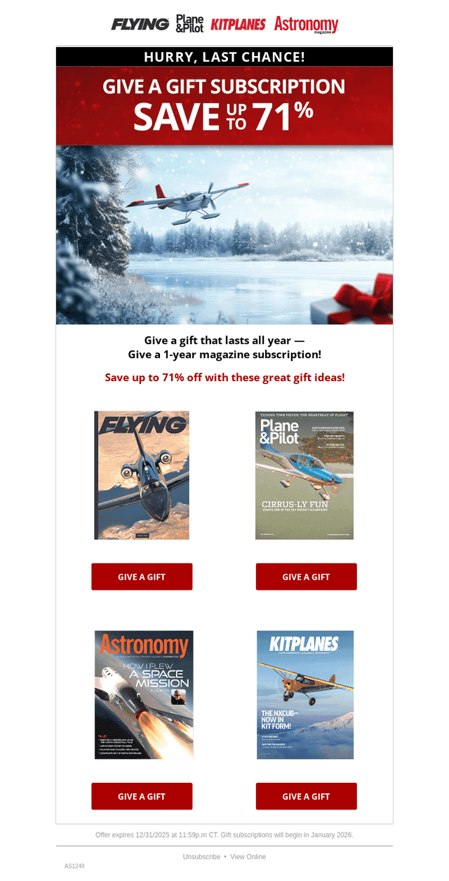 Flying Magazine email from Tue, Dec 16, 2025