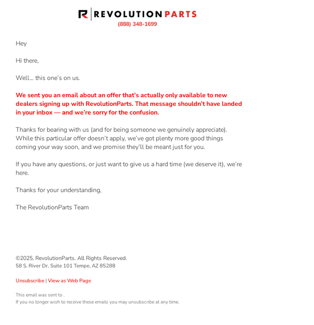 RevolutionParts email from Tue, Dec 16, 2025