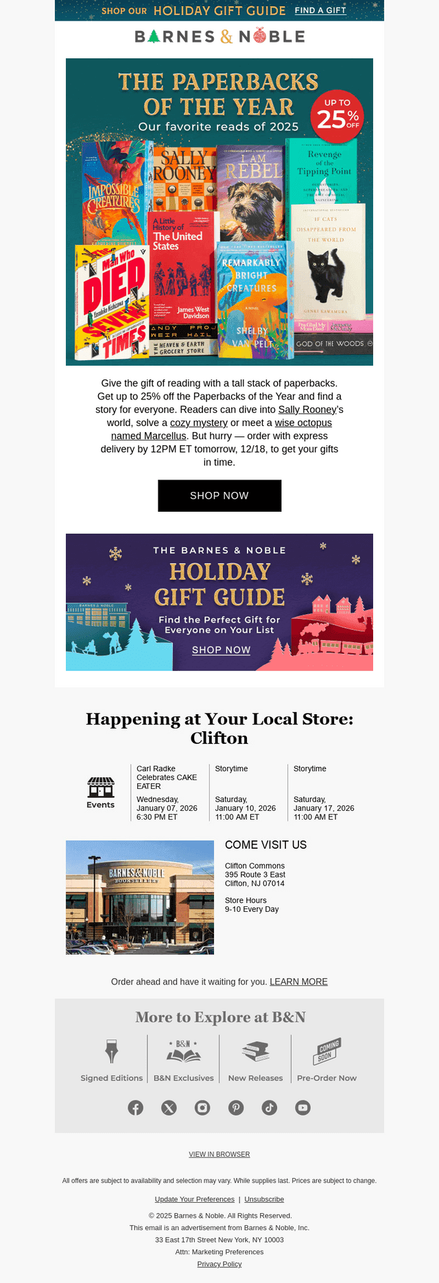 Barnes & Noble email from Wed, Dec 17, 2025