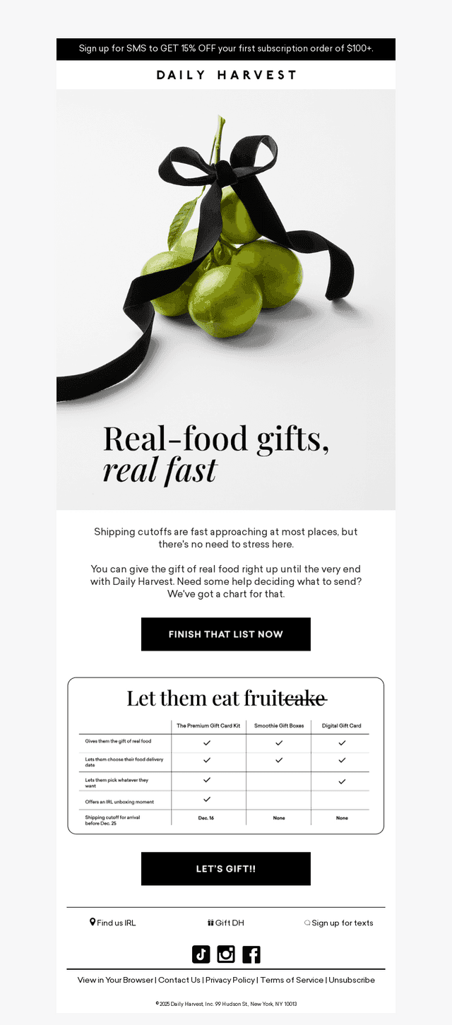 Daily Harvest email from Wed, Dec 17, 2025