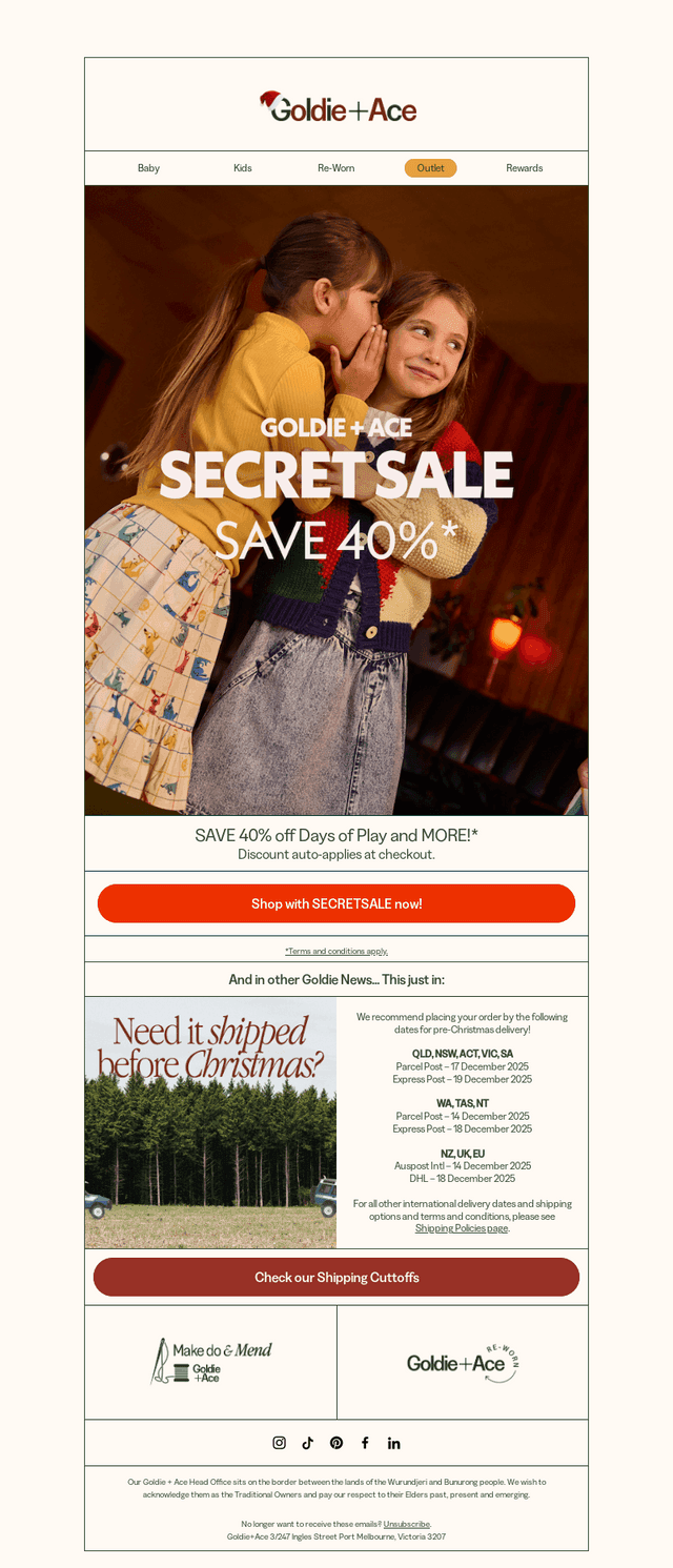 SAVE 40% with SECRETSALE* 🤫