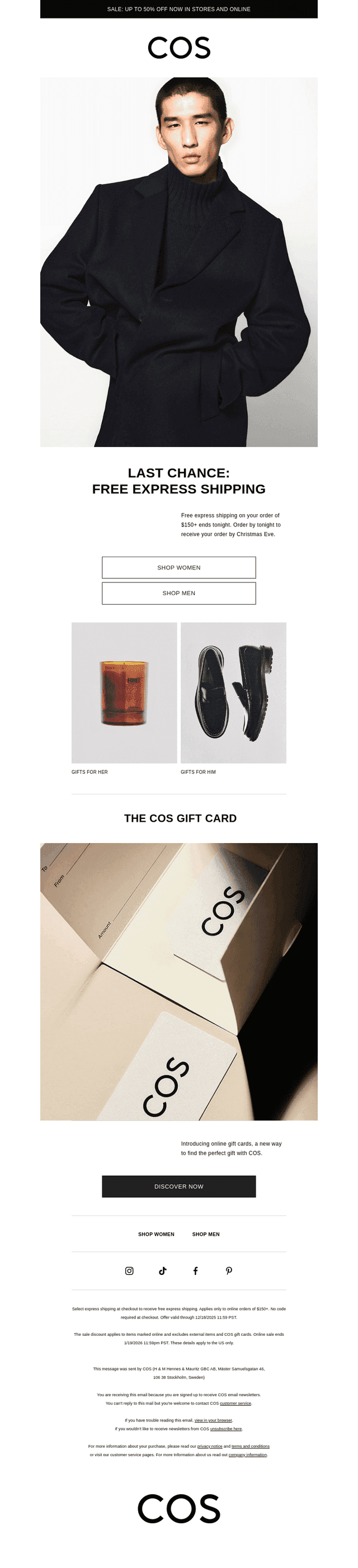Last chance: free express shipping