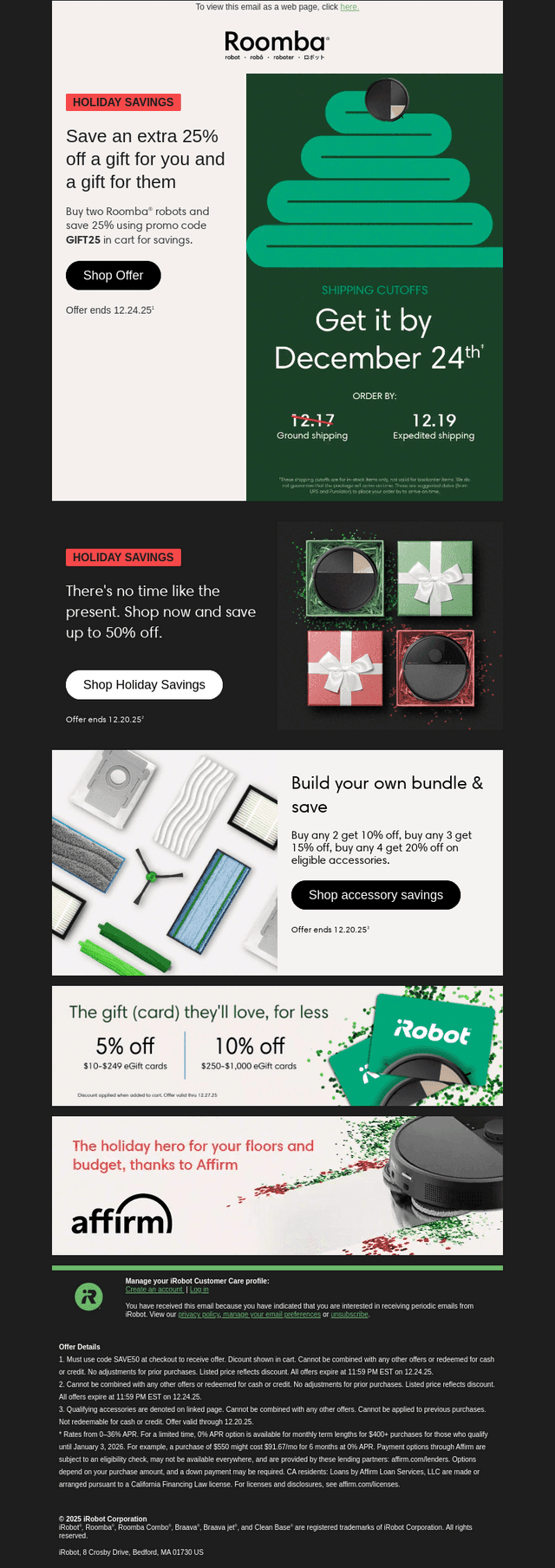 iRobot email from Thu, Dec 18, 2025