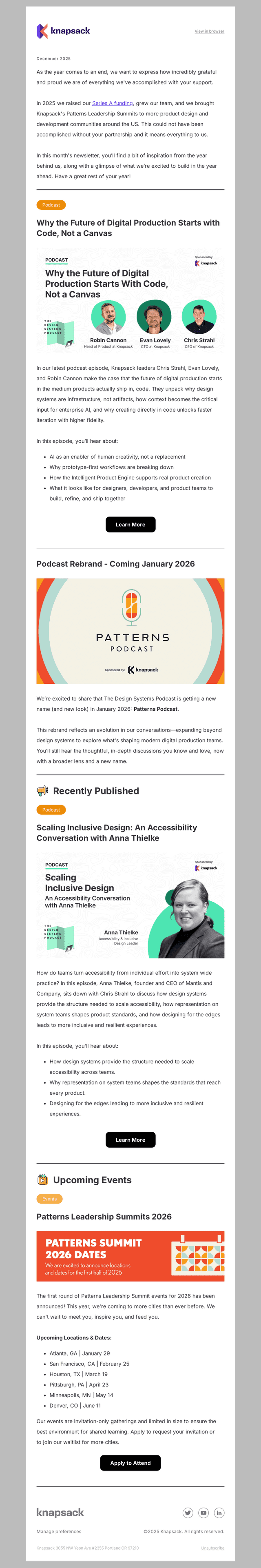 Knapsack email from Thu, Dec 18, 2025