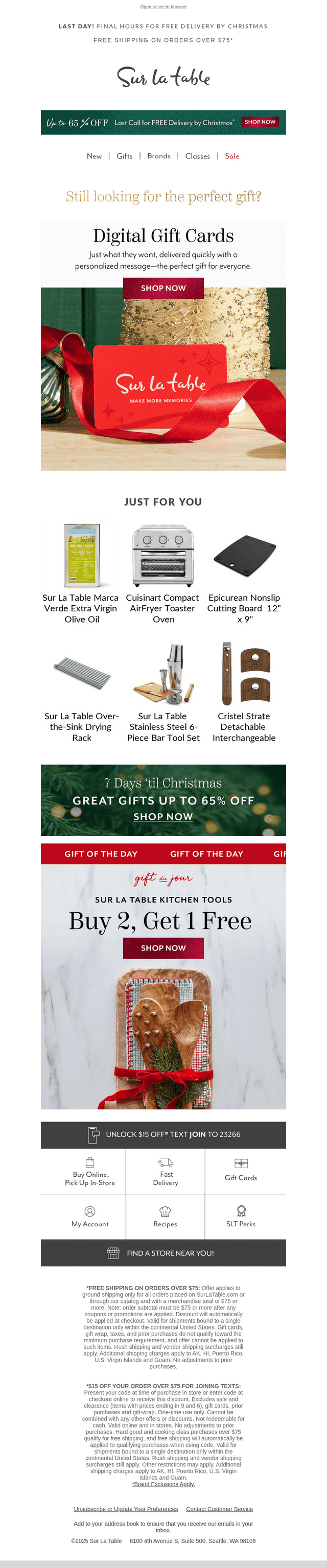 Sur La Table email from Fri, Dec 19, 2025