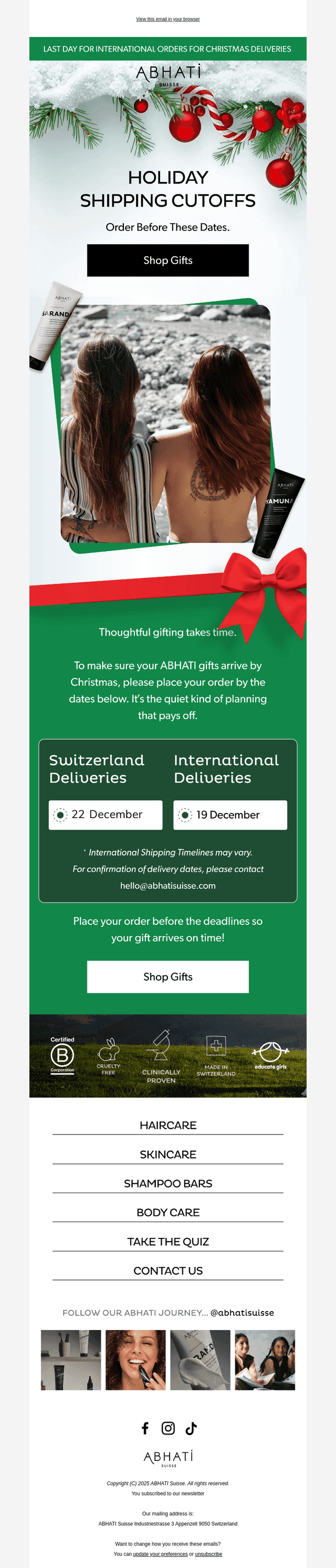 Holiday Shipping Cutoff Dates