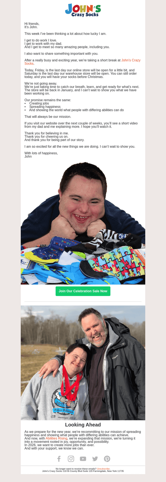 John's Crazy Socks email from Fri, Dec 19, 2025