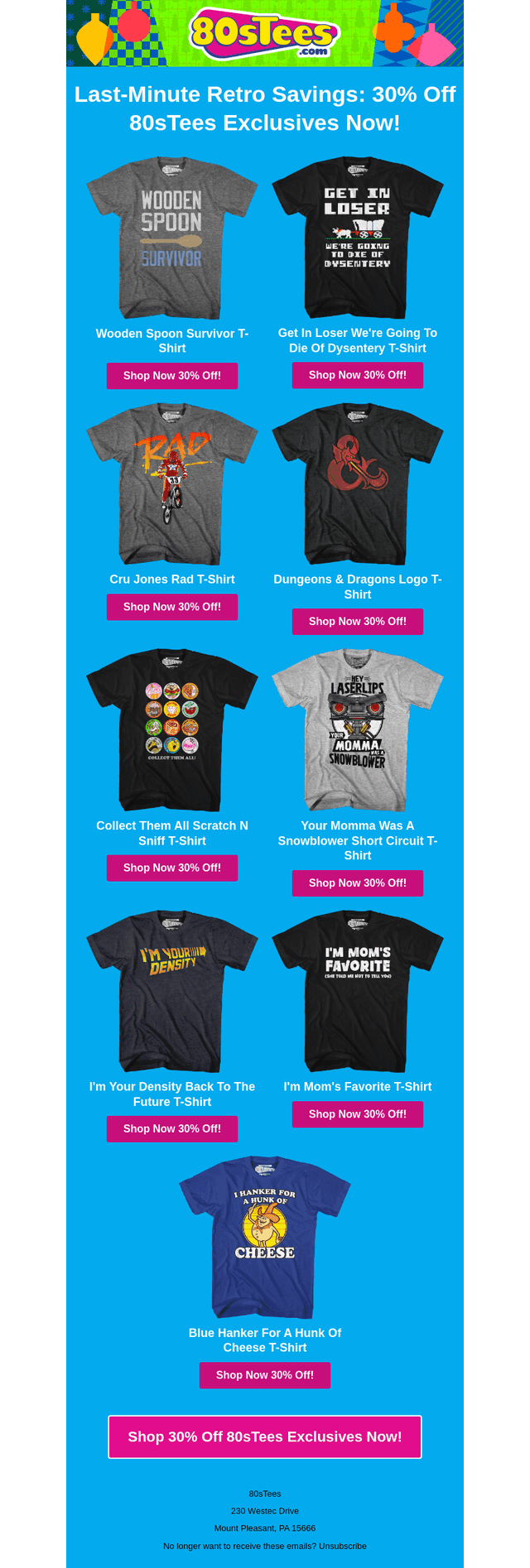 Retro Holiday Magic: 30% Off Exclusive 80sTees!