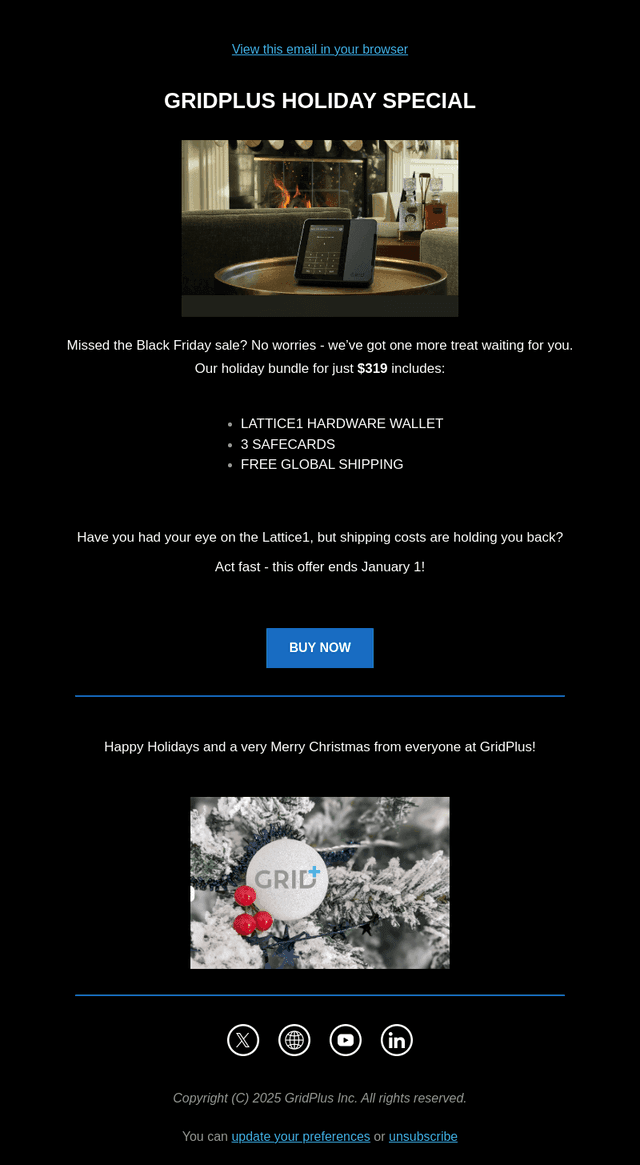 GridPlus email from Fri, Dec 19, 2025