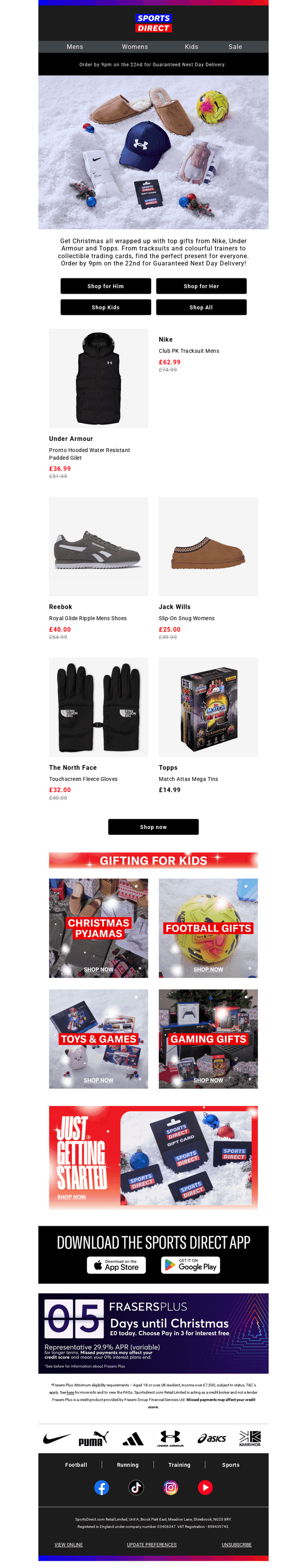 Sports Direct email from Sat, Dec 20, 2025