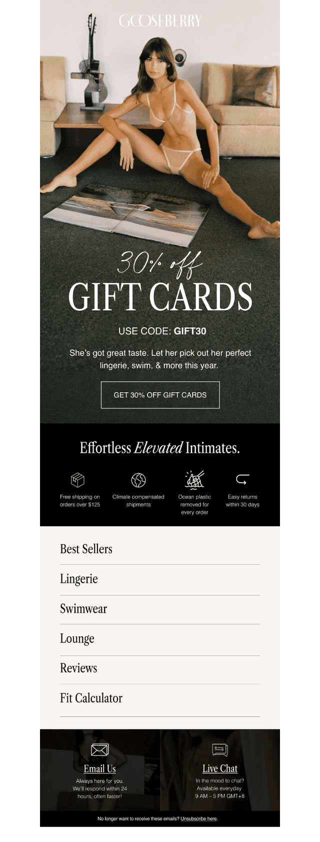 Gooseberry Intimates email from Sat, Dec 20, 2025