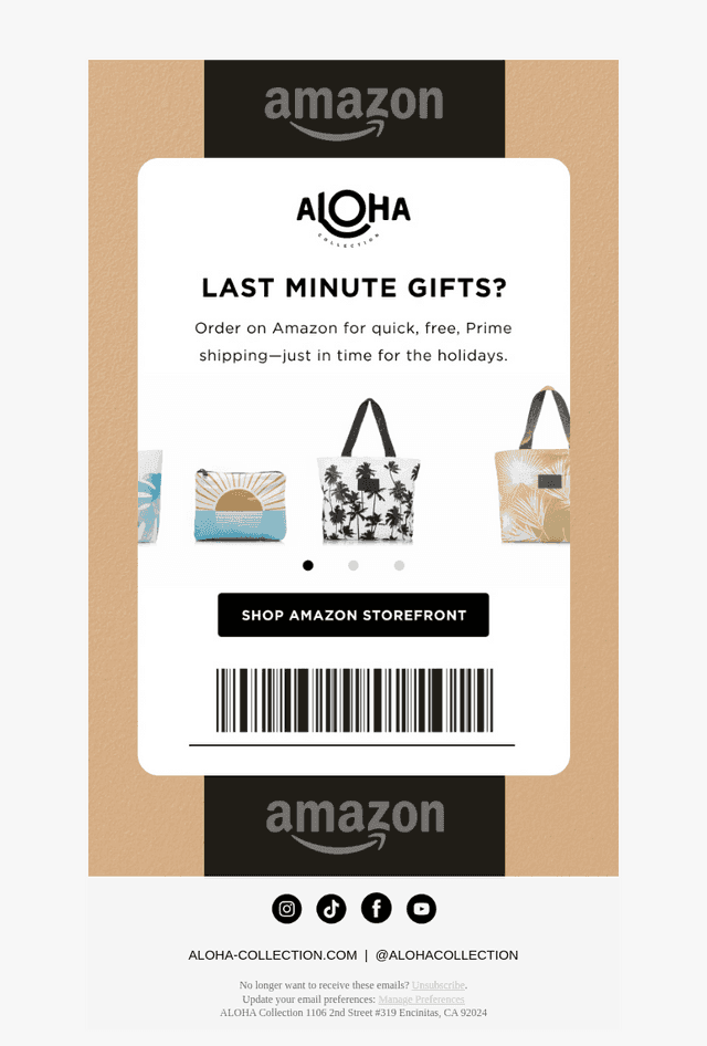 ALOHA Collection email from Sat, Dec 20, 2025