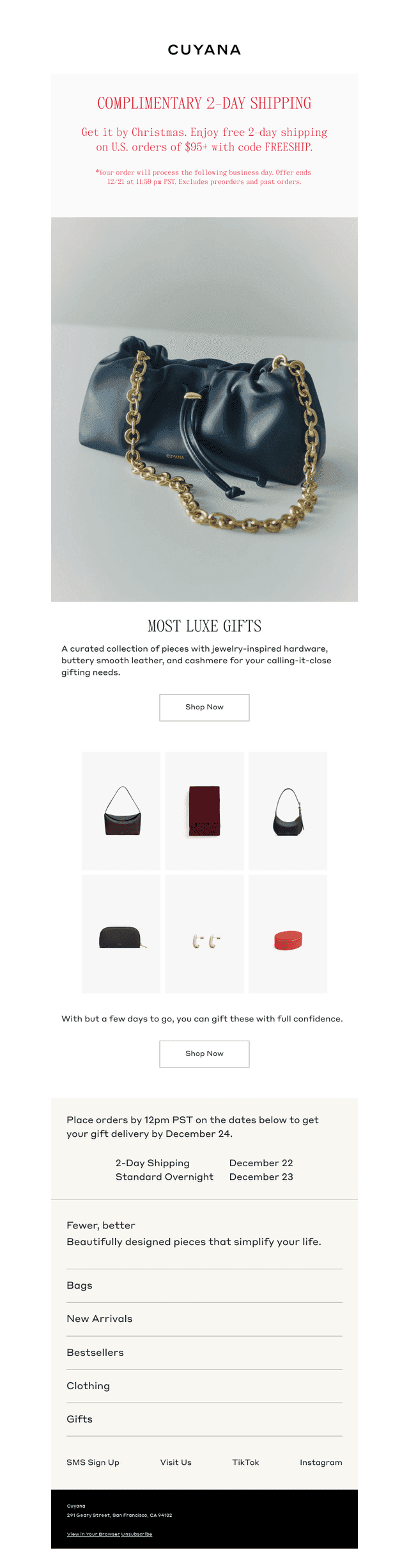 Cuyana email from Sat, Dec 20, 2025