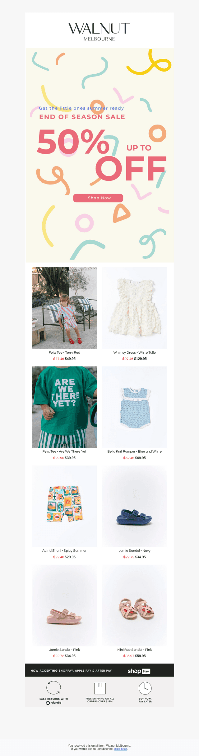 KIDS STYLES FROM $22.50! 💚