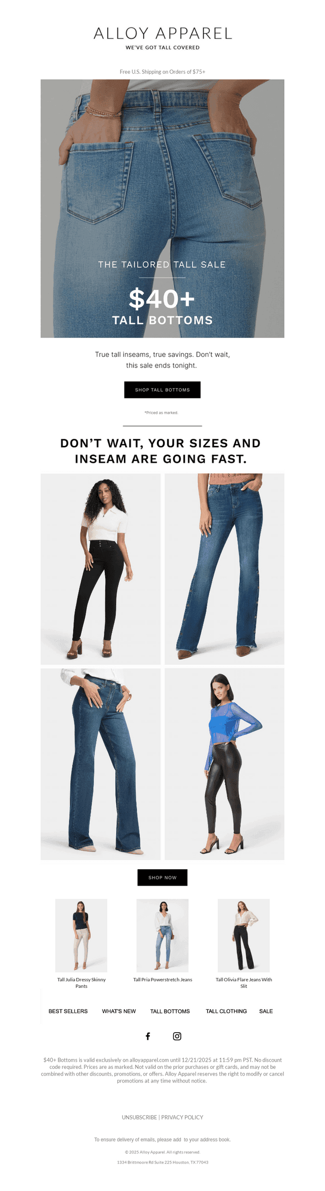 Re: Your Order for $40+ Bottoms
