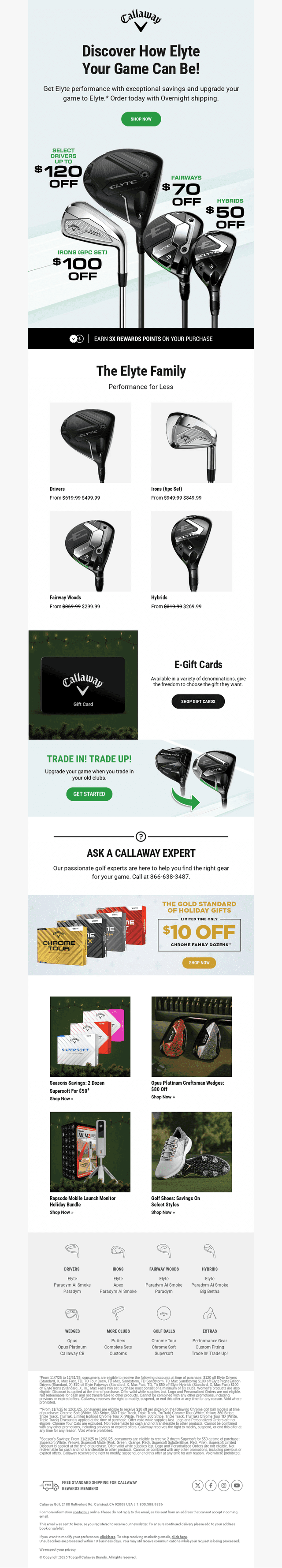 Callaway Golf email from Sun, Dec 21, 2025
