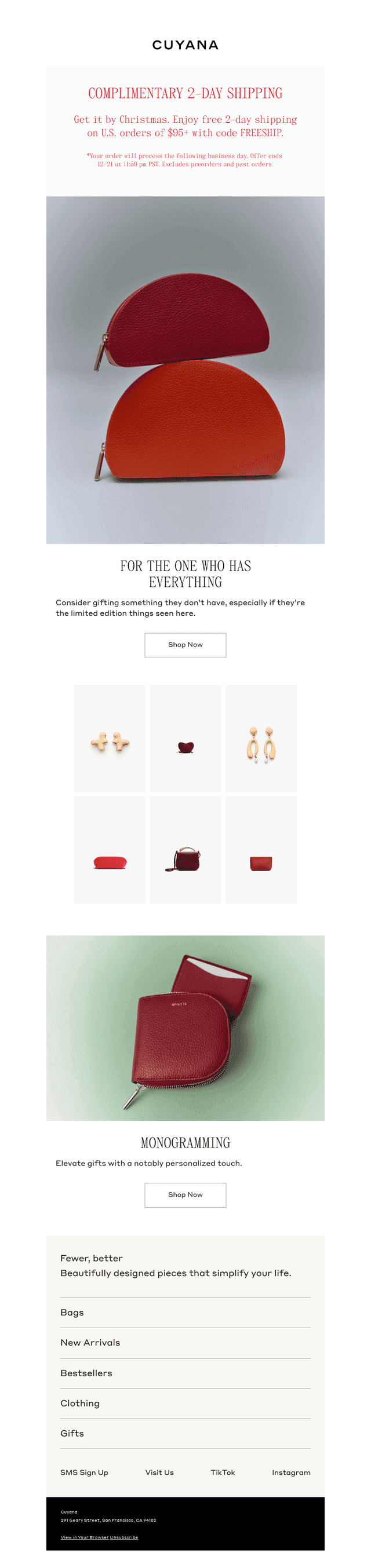 Cuyana email from Sun, Dec 21, 2025