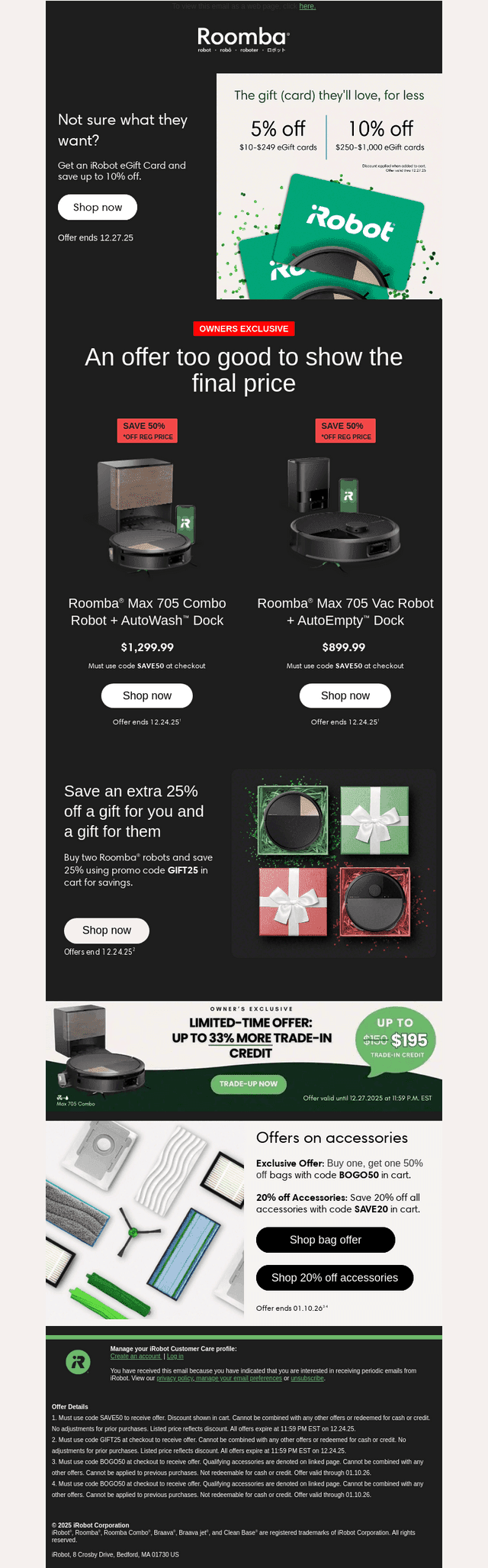 iRobot email from Sun, Dec 21, 2025