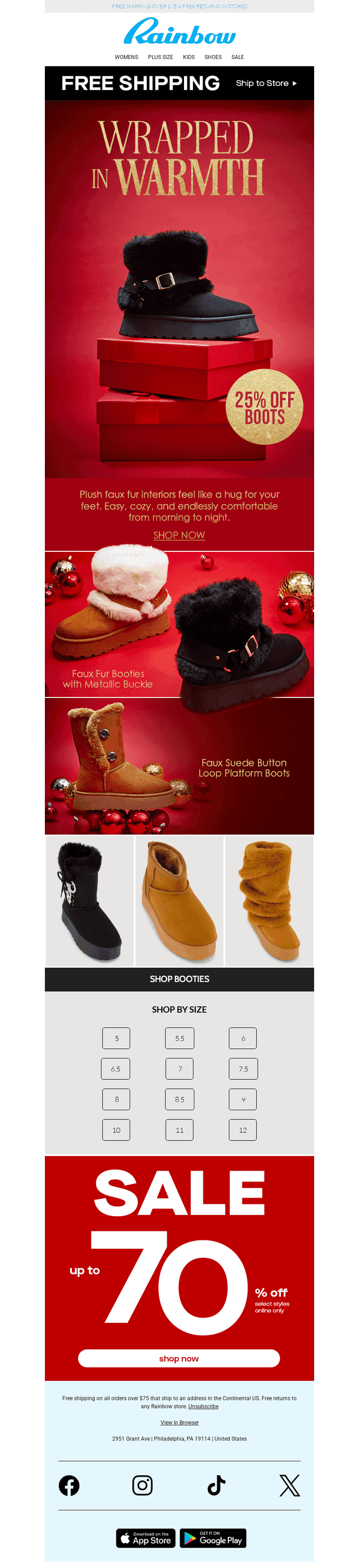 Rainbow Shops email from Mon, Dec 22, 2025