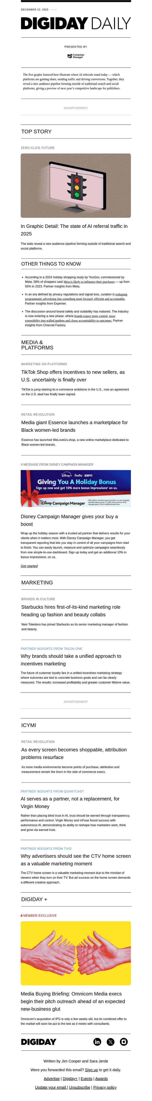 Digiday email from Mon, Dec 22, 2025