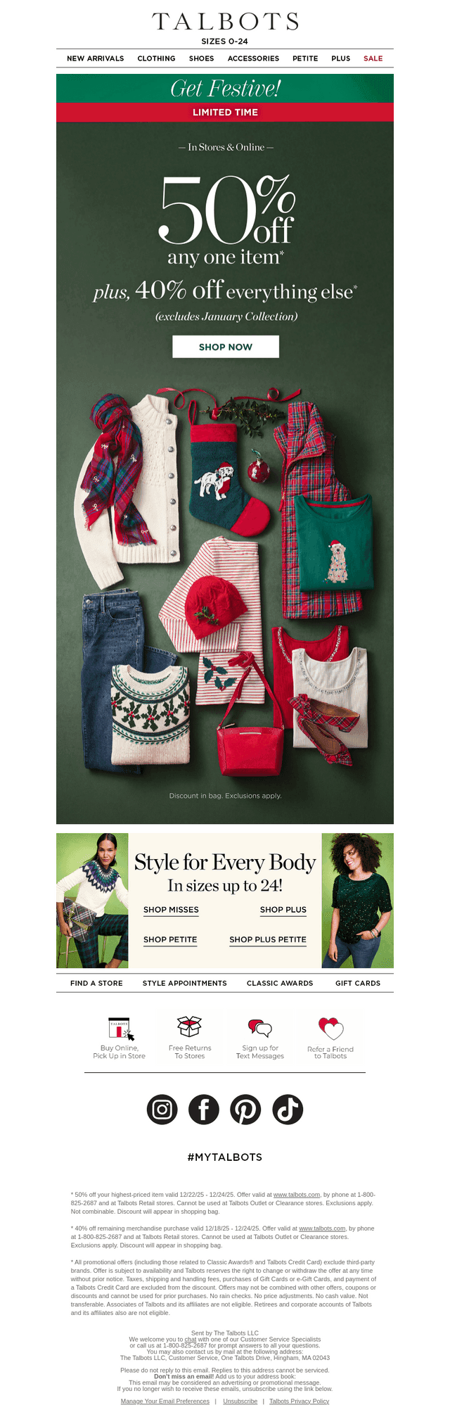 GET FESTIVE! 50% off ANY 1 ITEM + 40% off everything else*