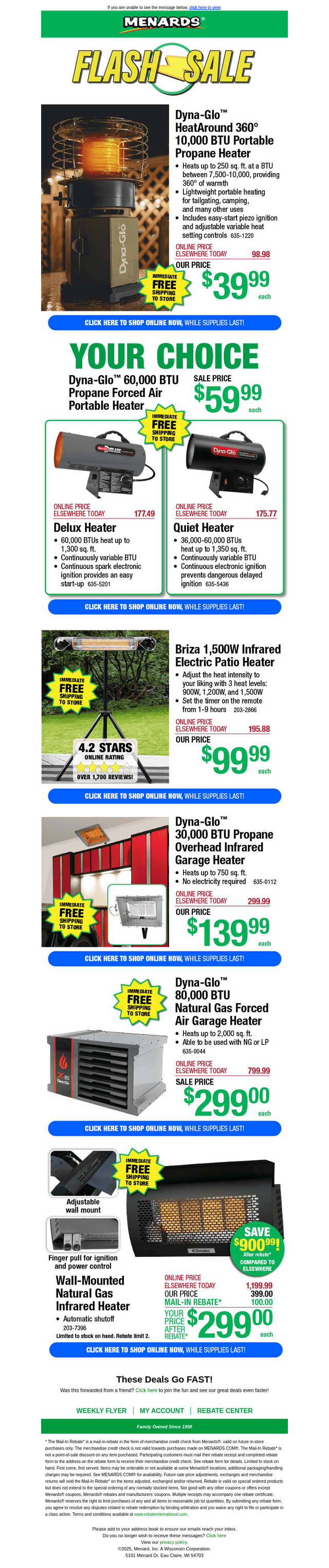 Dyna-Glo® Portable Propane Heater ONLY $59.99!