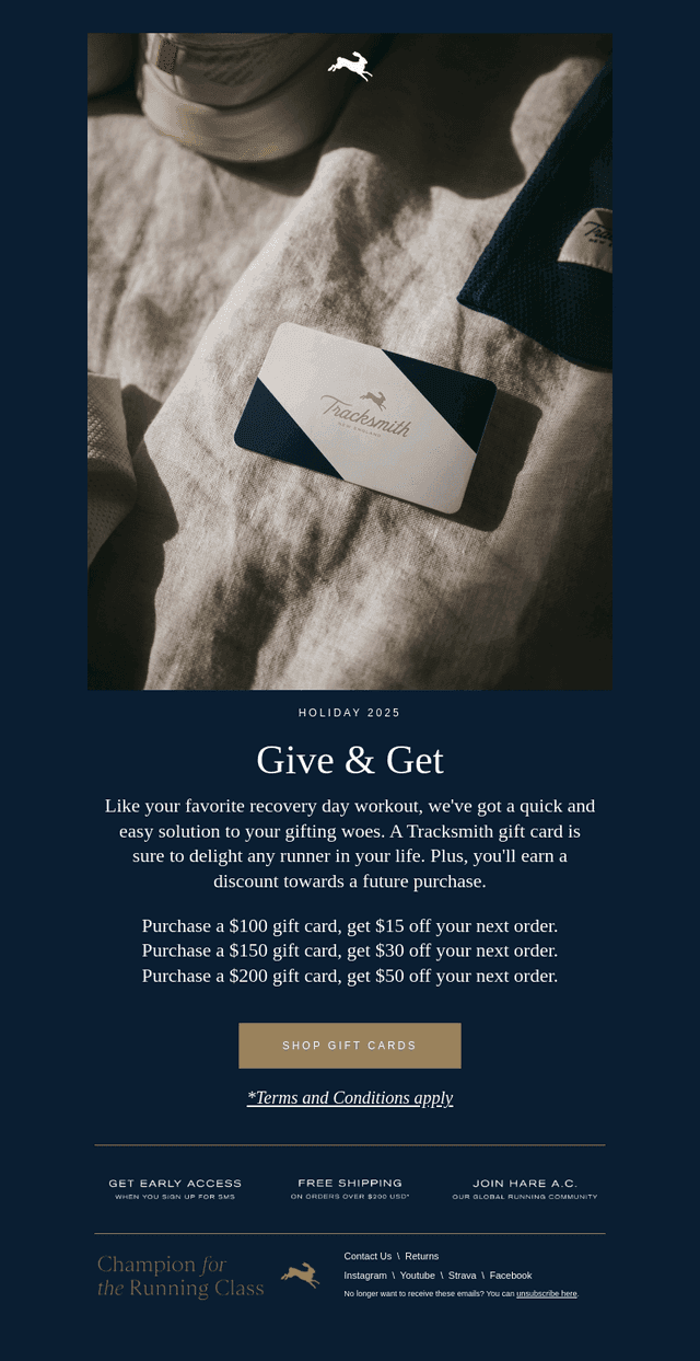Tracksmith email from Mon, Dec 22, 2025