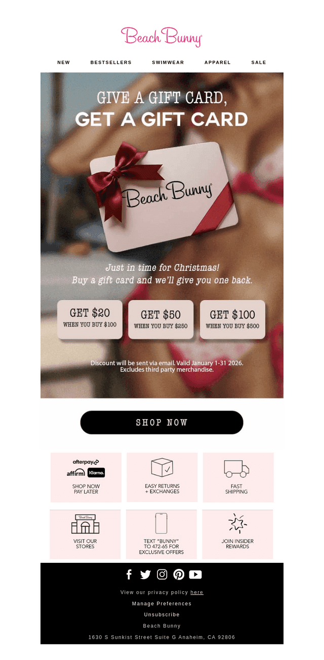 Beach Bunny Swimwear email from Tue, Dec 23, 2025