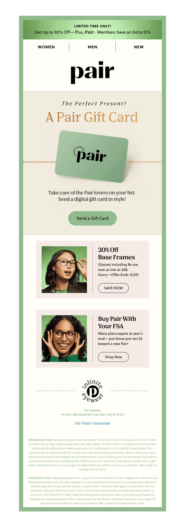 Pair Eyewear email from Tue, Dec 23, 2025