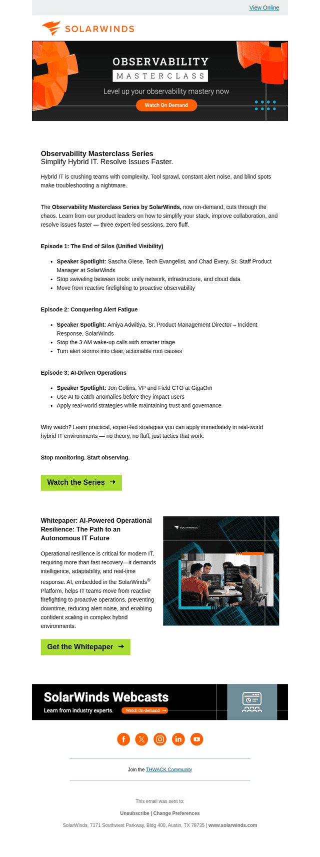 Stop Alert Overload — Learn from Product Experts in SolarWinds Masterclass
