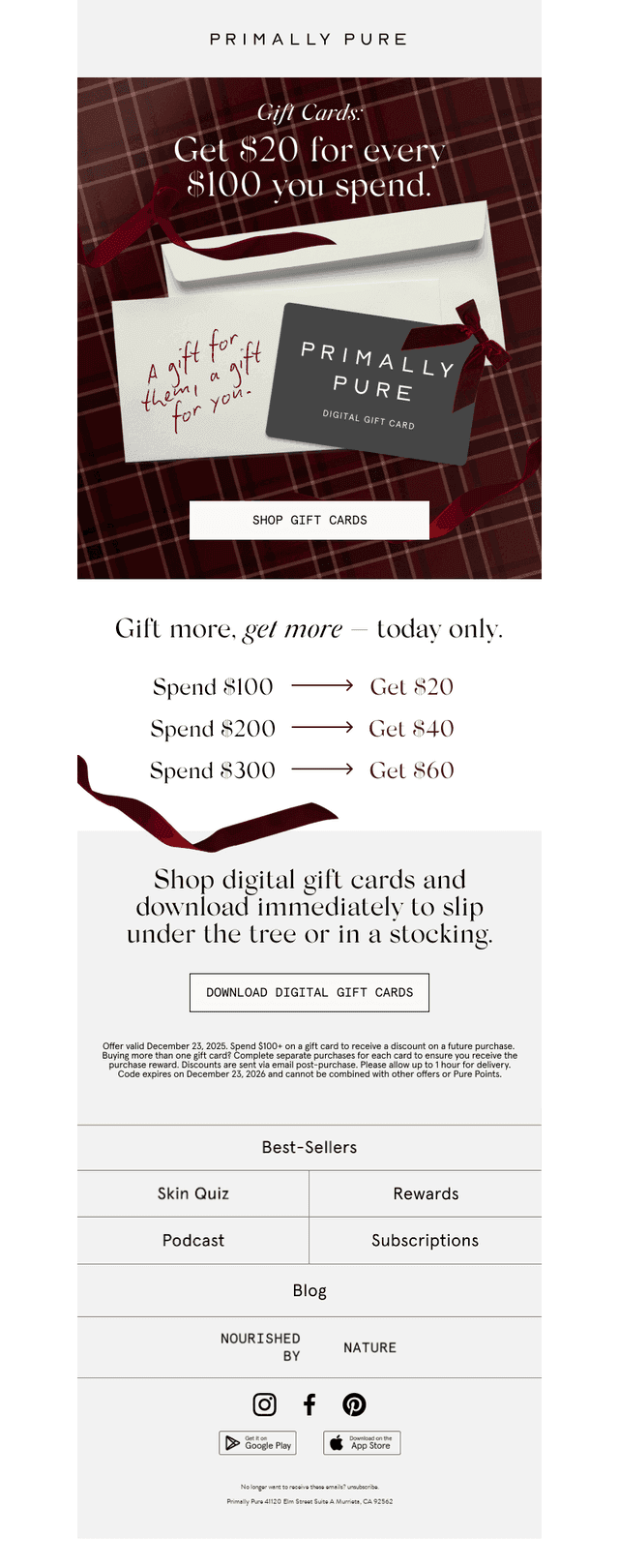 Primally Pure Skincare email from Tue, Dec 23, 2025