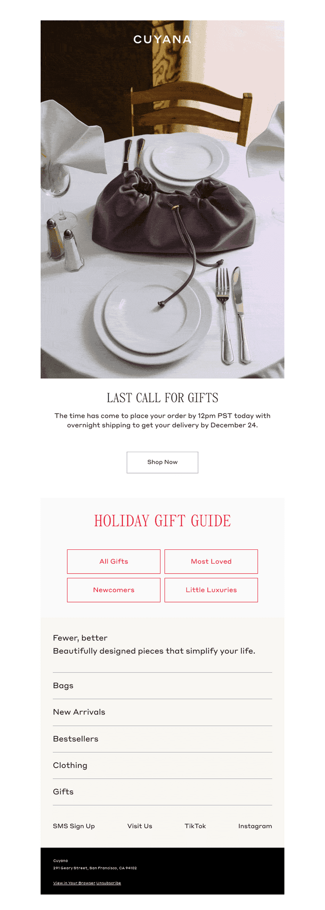 Cuyana email from Tue, Dec 23, 2025