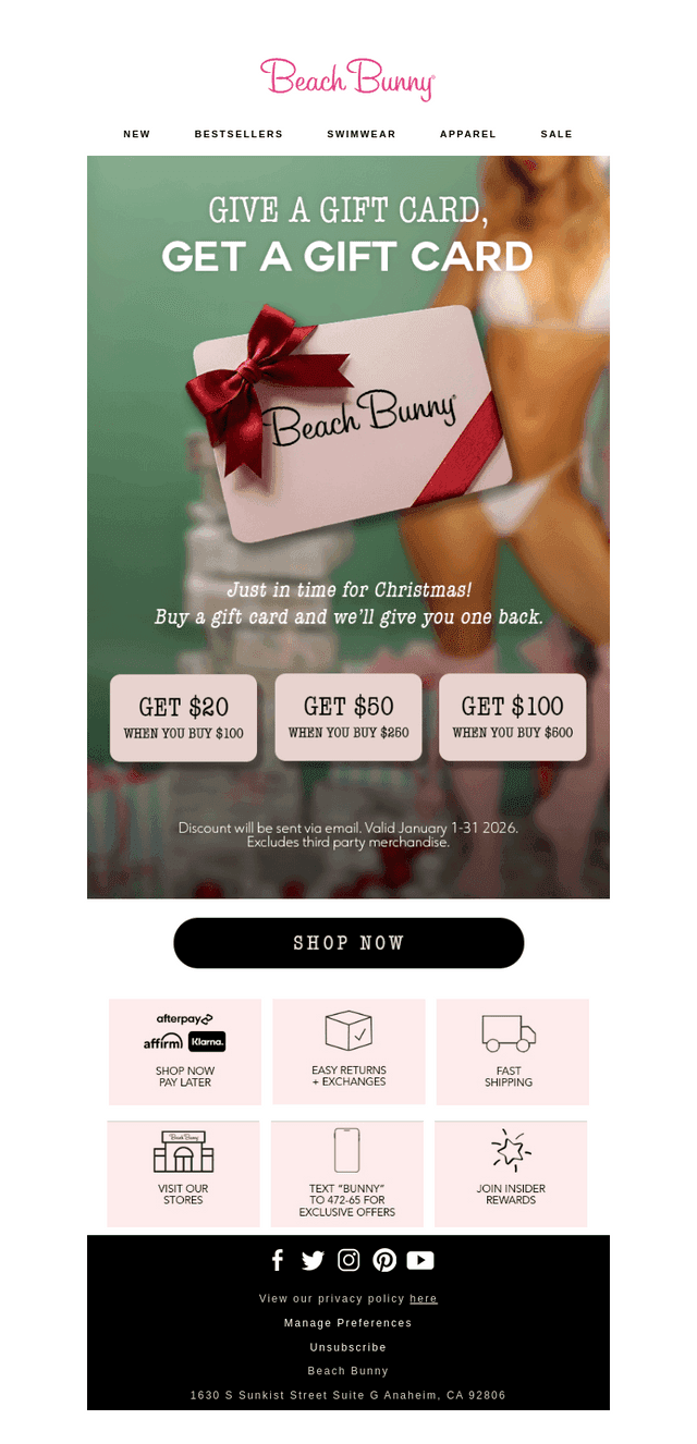 Beach Bunny Swimwear email from Tue, Dec 23, 2025