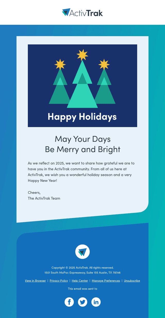ActivTrak email from Tue, Dec 23, 2025