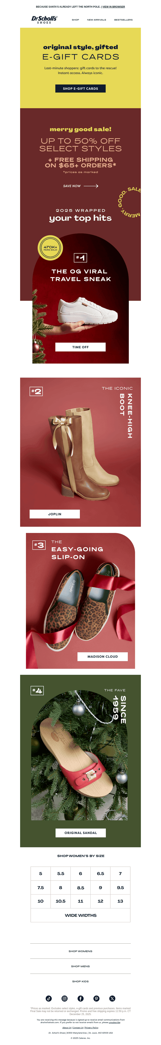 Dr. Scholls Shoes email from Wed, Dec 24, 2025