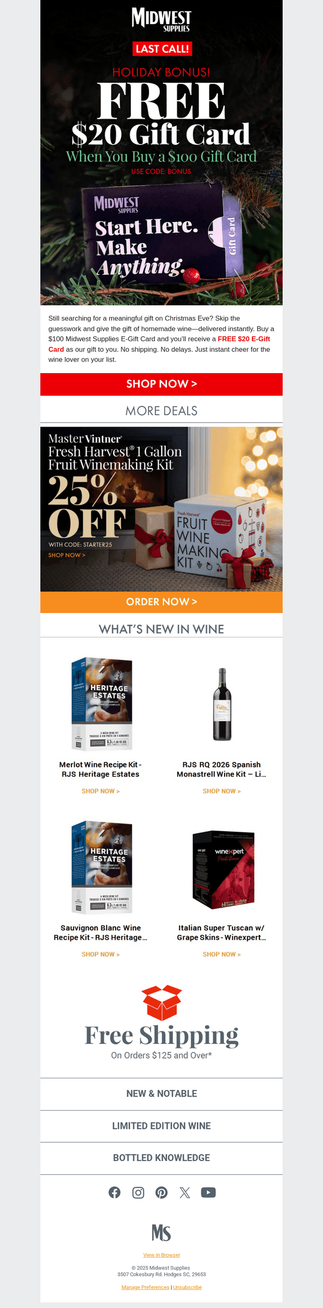 Midwest Supplies email from Wed, Dec 24, 2025