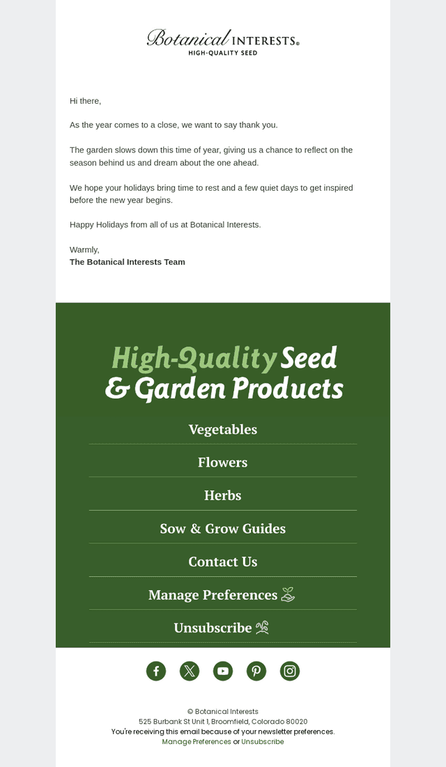 A Holiday Note from Botanical Interests