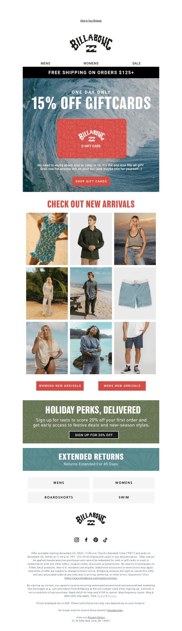 Billabong email from Wed, Dec 24, 2025
