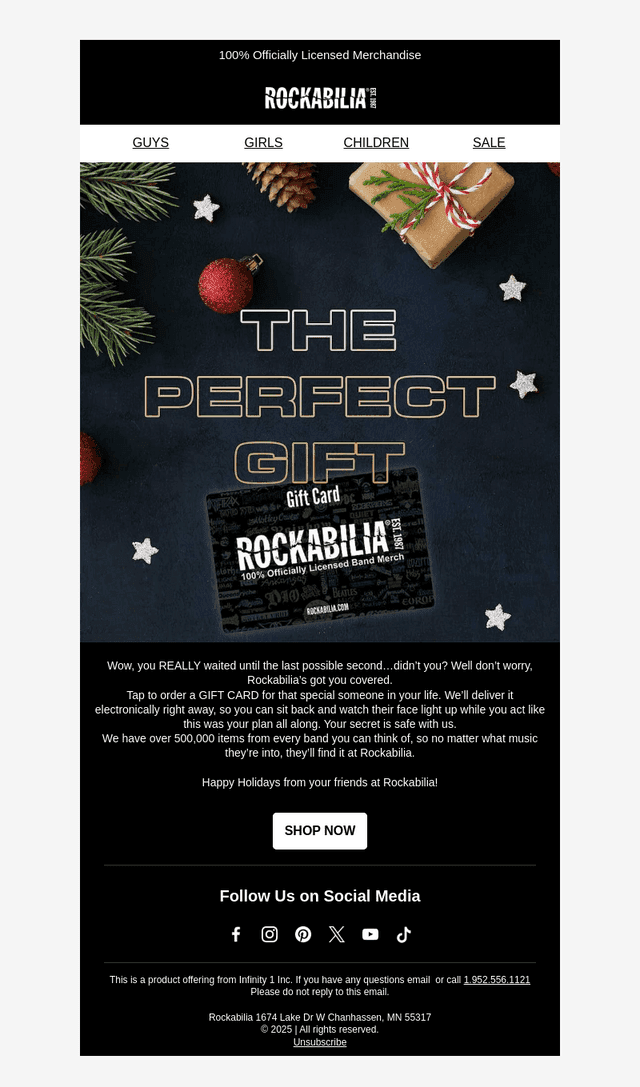 Rockabilia email from Wed, Dec 24, 2025