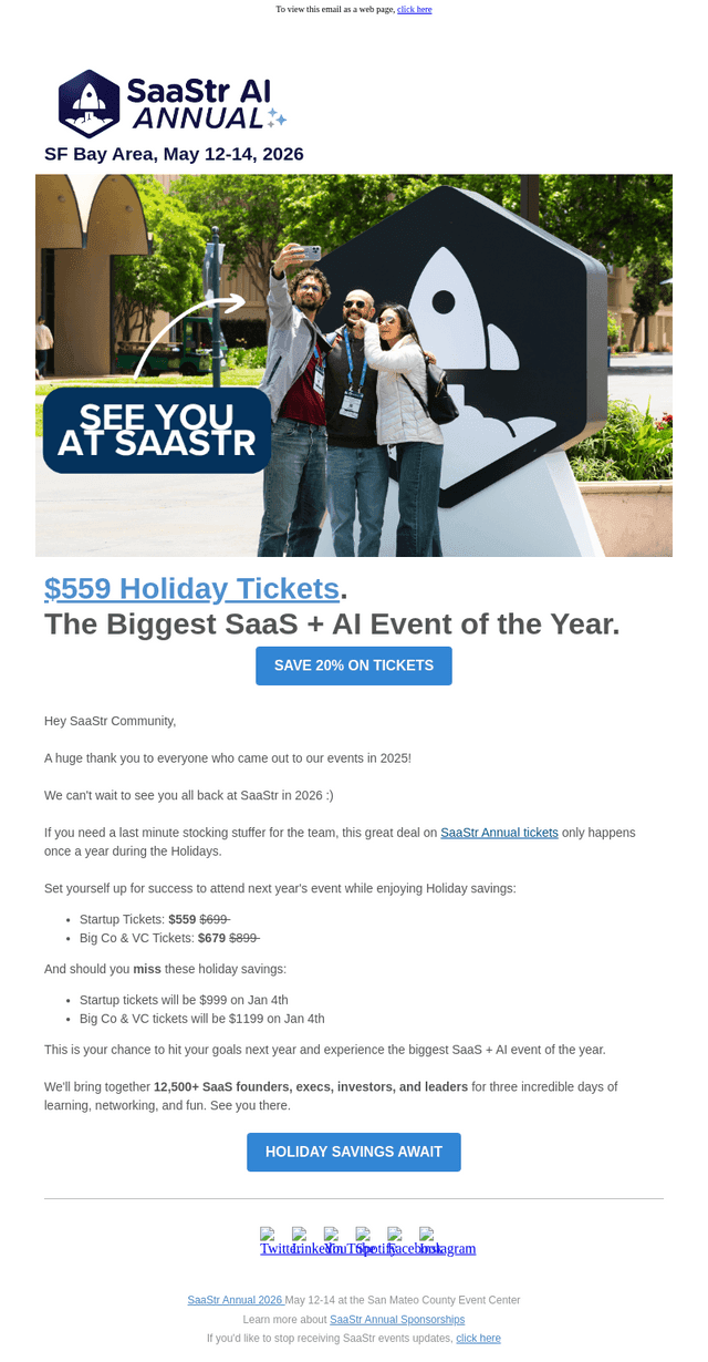 SaaStr email from Wed, Dec 24, 2025