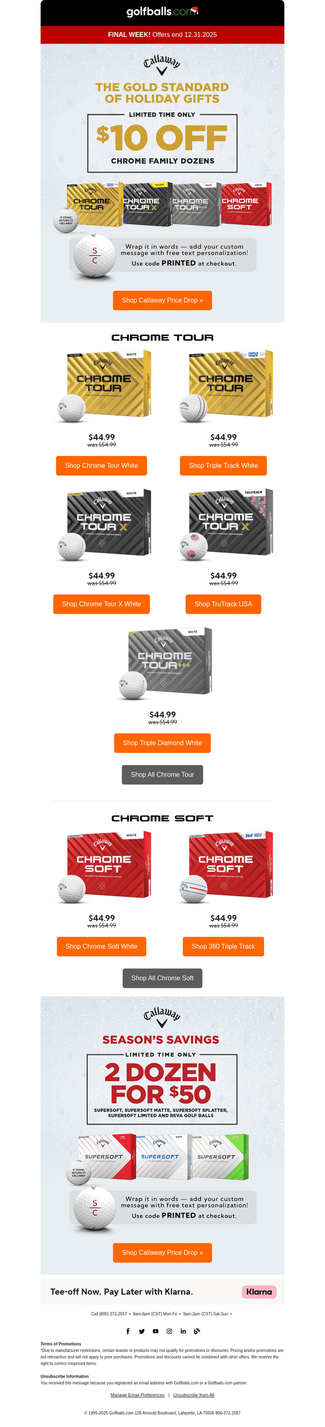 Golfballs email from Wed, Dec 24, 2025