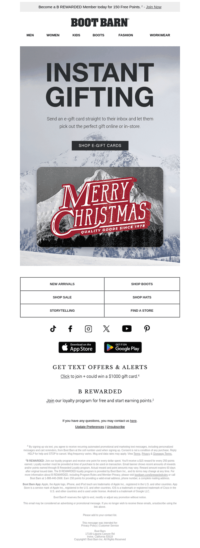 Boot Barn email from Wed, Dec 24, 2025