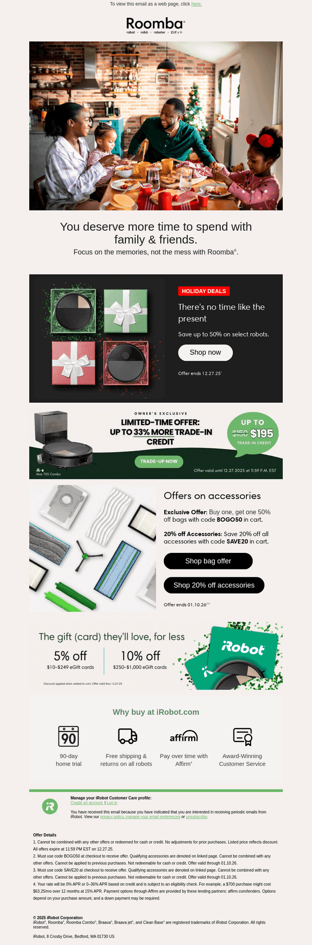iRobot email from Thu, Dec 25, 2025