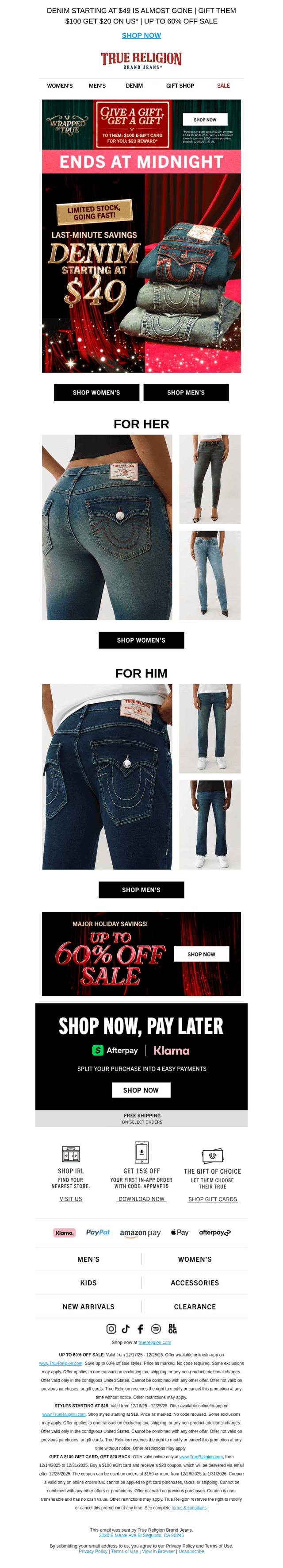 GIFT YO’SELF $49+ DENIM