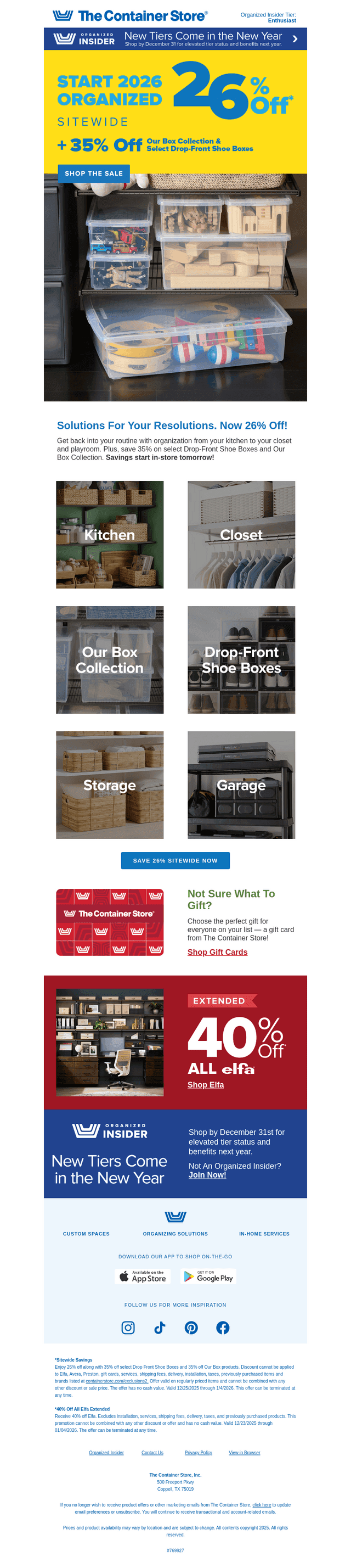 The Container Store email from Thu, Dec 25, 2025