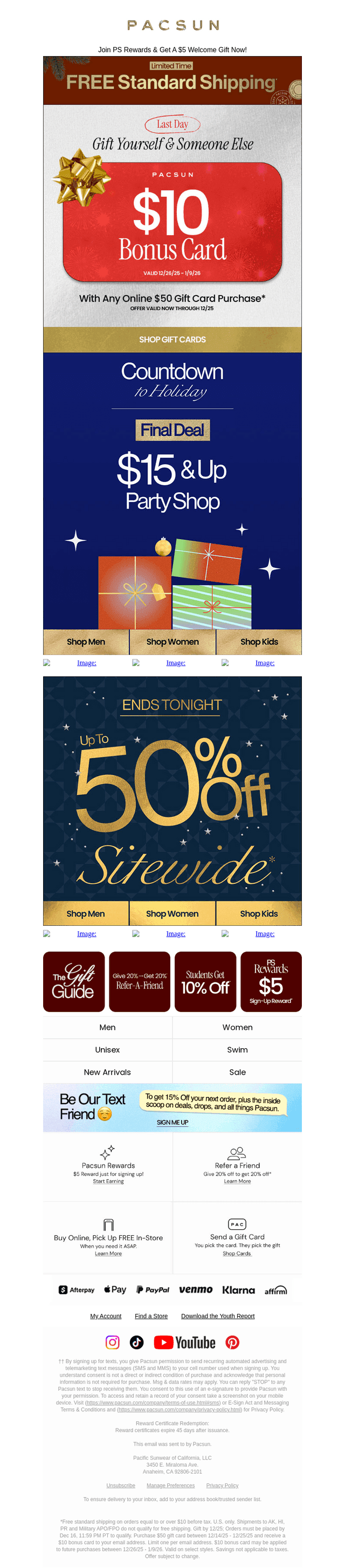 PacSun email from Thu, Dec 25, 2025