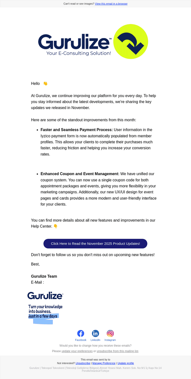 Gurulize email from Fri, Dec 26, 2025