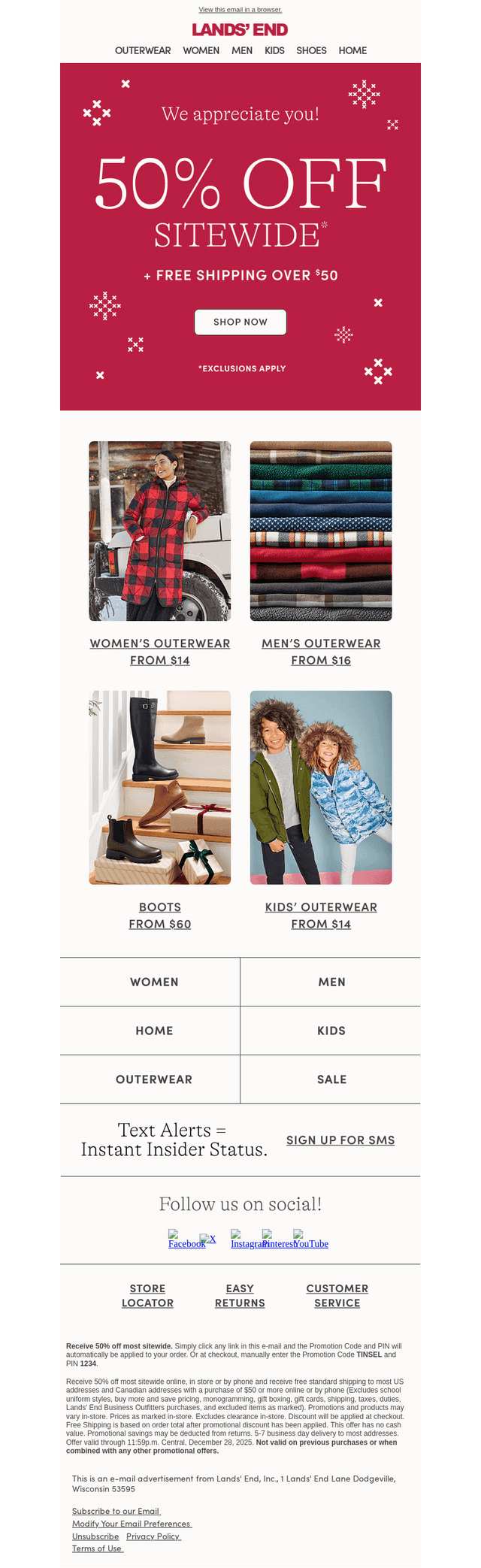 Lands' End email from Fri, Dec 26, 2025
