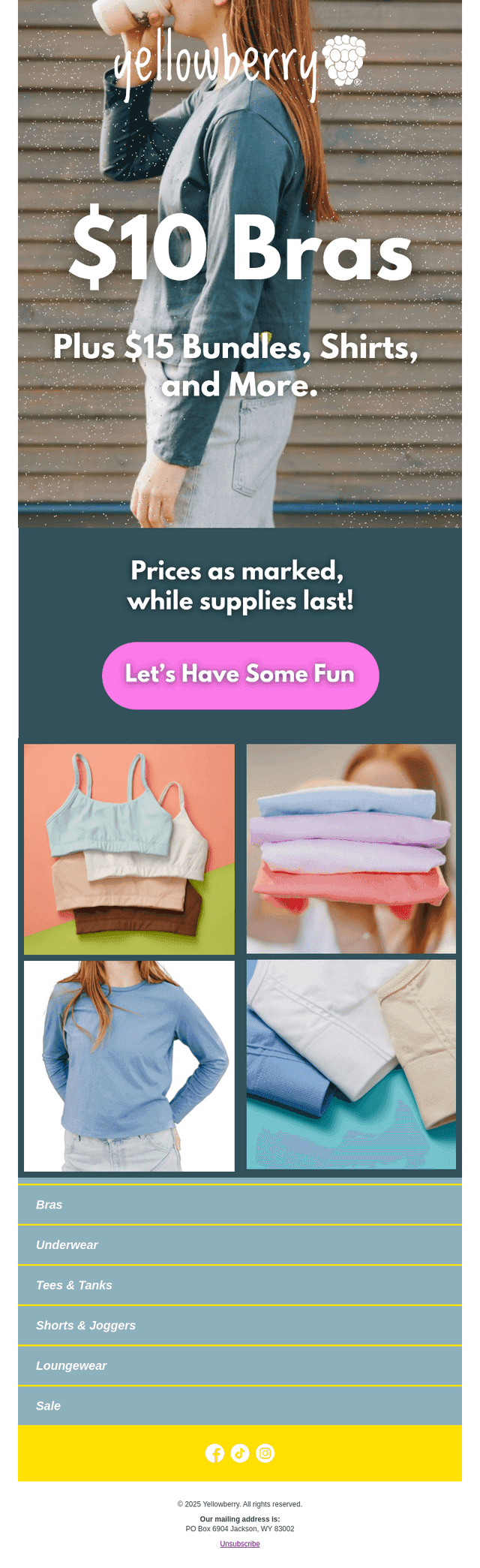 Ten. Dollar. Bras.